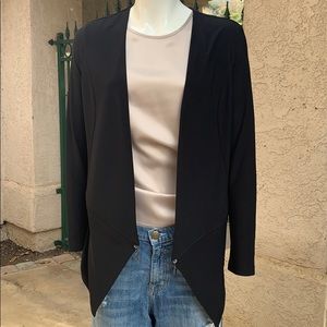 Picadilly black open front blazer floral back